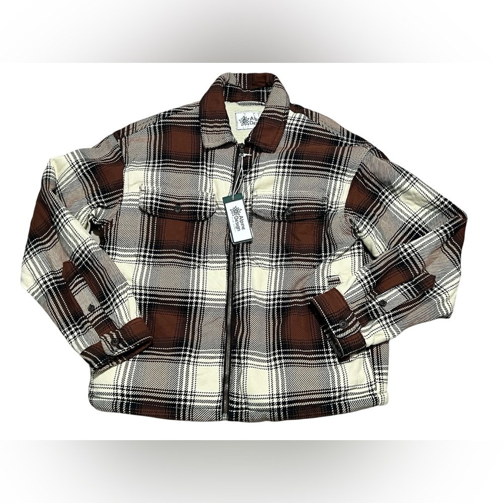 Alpine Design Brown Black Cream Plaid Zip Jacket